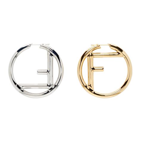 silver fendi hoops|f is for fendi earrings.